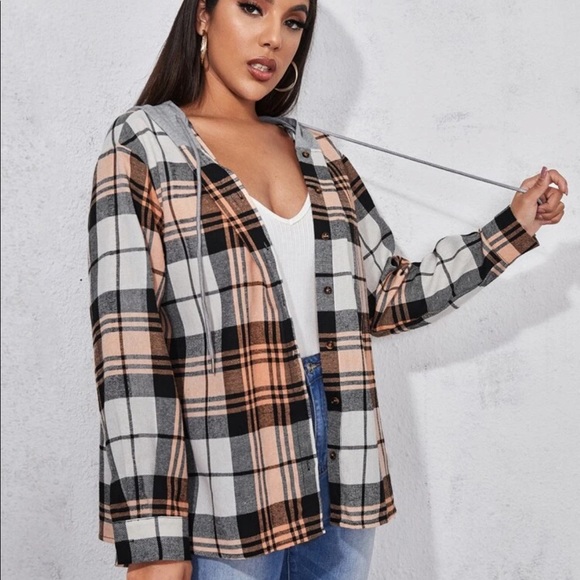 Trendy Button Front Hooded Shacket - Picture 3 of 6